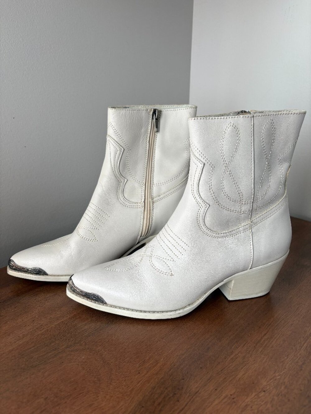Steve Madden Greyson White Leather Western Cowboy Boots 8.5